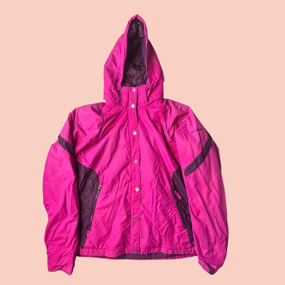 Columbia Jacket Womens XL Pink Omni-Shield Waterproof Hooded Rain Coat WL4024